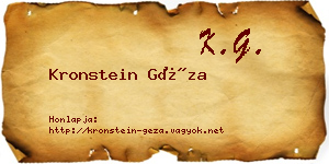 Kronstein Géza névjegykártya